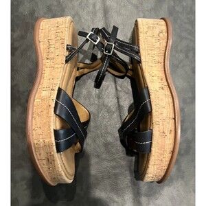 Naturalized Cork Sandals Sz8 Black Straps